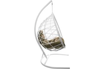 Подвесное кресло M-group КАПЛЯ ЛОРИ, с ротангом белое