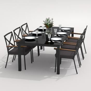 Обеденная группа Ideal Patio CANA FESTA - стол стекло 200/каркас карбоон