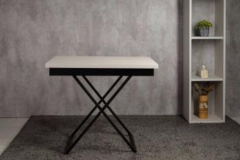 Стол-трансформер Левмар Apollo D36/S53 дуб анкор светлый/черные опоры