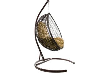 Подвесное кресло M-group КАПЛЯ складной, с ротангом коричневое