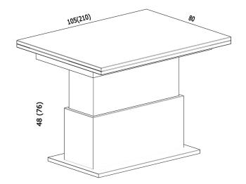 Стол-трансформер Левмар Slide G15/S95 Белый глянец/ опоры сатинированная сталь