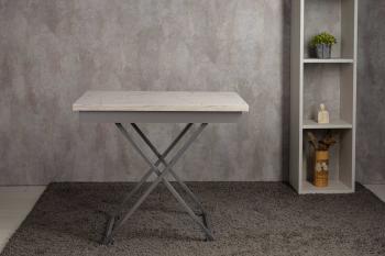 Стол-трансформер Левмар Apollo D95/S59 белый мрамор/серебро