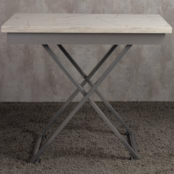 Стол-трансформер Левмар Apollo D95/S59 белый мрамор/серебро