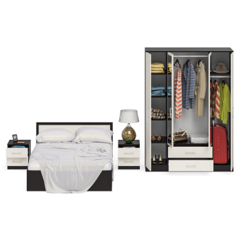 Спальня СВК Фиеста № 3 Кровать 1400 + Две тумбы + Шкаф 4-х створчатый