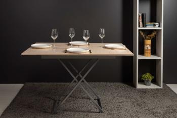 Стол-трансформер Левмар Apollo D31/S59 выбеленный дуб/серебро