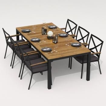 Обеденная группа Ideal Patio TELLA FESTA - стол тик 200/каркас карбон