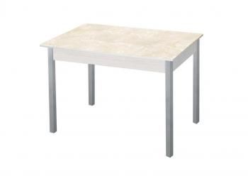 Дуб молочный Бежевый мрамор / опора квадро серебристый металлик