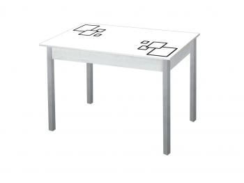 Бетон белый Квадраты на белом / опора квадро серебристый металлик