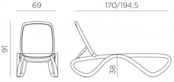 Шезлонг-лежак пластиковый ReeHouse Omega