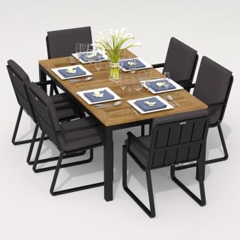 Обеденная группа Ideal Patio TELLA ALBA - стол тик 180/каркас карбон