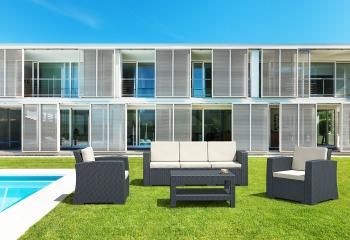 Диван пластиковый плетеный с подушками ReeHouse Monaco Lounge XL