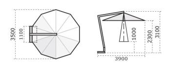 Зонт профессиональный ReeHouse Torino Braccio 3500х3500