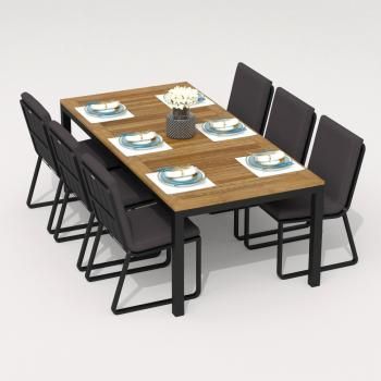 Обеденная группа Ideal Patio TELLA GIRA - стол тик 220/каркас карбон