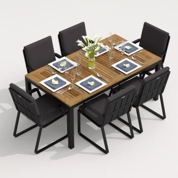 Обеденная группа Ideal Patio TELLA ALBA - стол тик 180/каркас карбон