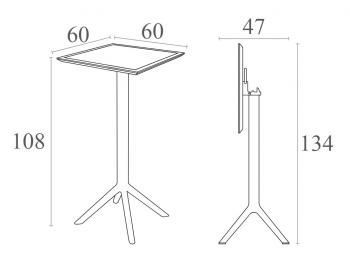 Стол пластиковый барный складной ReeHouse Sky Folding Bar Table 60