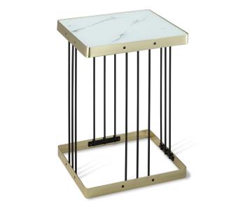 Столик кофейный SHT-CT16 светлый мрамор/латунь/черный (У)