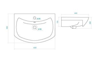 Тумба Style Line Амелия 65 под умывальник Балтика 65 + Умывальник Балтика 65