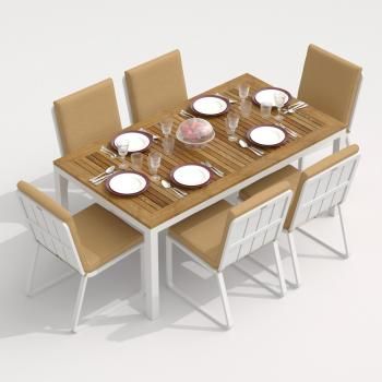 Обеденная группа Ideal Patio TELLA GIRA - стол тик 180/каркас белый