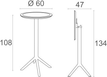 Стол пластиковый барный складной Siesta Sky Folding Bar Table 60