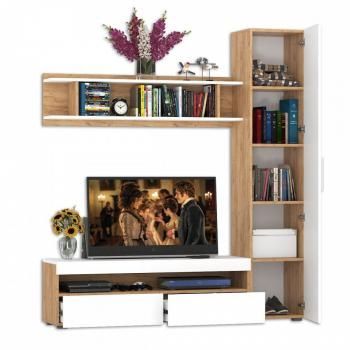 Гостиная Mobi Альба Комплектация № 3 Тумба под ТВ + Полка навесная + Шкаф пенал