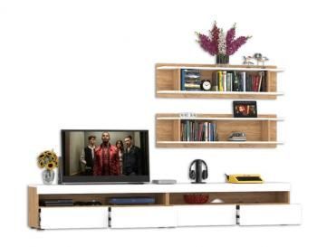 Гостиная Mobi Альба Комплектация № 2 Тумба под ТВ 2шт + Полка навесная 2шт