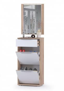 Прихожая Mobi Куба 5 Прихожая обувница 13.114 + Зеркало, цвет дуб сонома/белый премиум