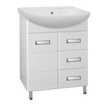 Тумба Style Line Ирис 65 (3 ящ.) под умывальник Стелла 65 + Умывальник Стелла 65