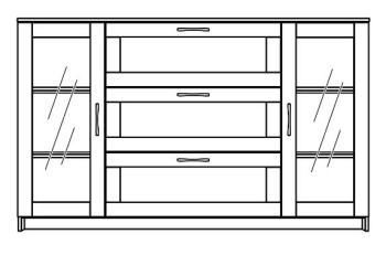 Тумба Гуд Лакк Сириус 156х95 (2 двери со стеклом и 3 ящика)