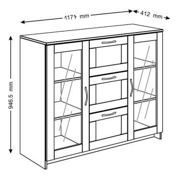 Тумба Гуд Лакк Сириус 117х95 (2 двери со стеклом и 3 ящика)