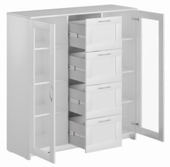 Тумба Гуд Лакк Сириус 117х123 (2 двери со стеклом и 4 ящика)