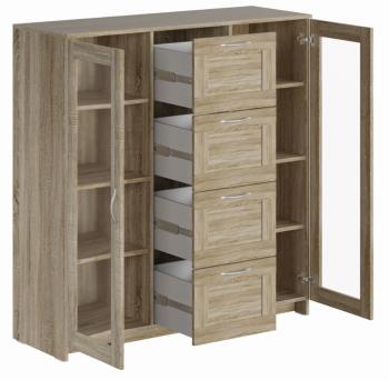 Тумба Гуд Лакк Сириус 117х123 (2 двери со стеклом и 4 ящика)