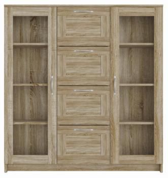 Тумба Гуд Лакк Сириус 117х123 (2 двери со стеклом и 4 ящика)