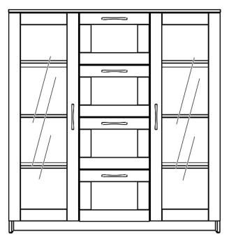 Тумба Гуд Лакк Сириус 117х123 (2 двери со стеклом и 4 ящика)