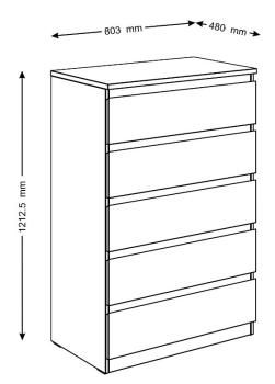 Комод Гуд Лакк Мальта 80х121 (5 ящиков)