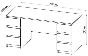 Стол письменный Гуд Лакк Кастор 151х65 (6 ящиков)