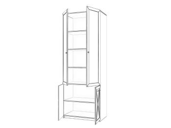 Шкаф двухдверный Атлант Бэль со стеклом и зеркалом на задней стенке + Карнизы 802/424