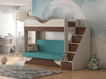 Бодега Светлый / Орех Донской / Велюр Морская Волна