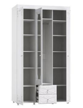 Шкаф 3 дв (560) с 2 Большими глухими дверьми , с 1 Малой зеркальной дверью и ящиками Катрин-К ИТ-57 Италия