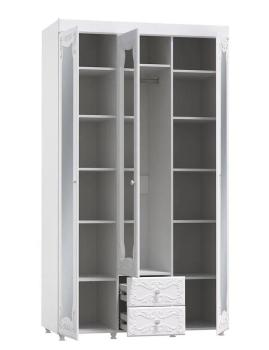 Шкаф 3 дв (560) с 2 Большими зеркальными дверьми, с 1 Малой зеркальной дверью и ящиками Катрин-К ИТ-58 Италия