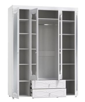 Шкаф 4 дв (560) с 2 Большими зеркальными дверьми, с 2 Малыми зеркальными дверьми и ящиками Катрин-К ИТ-64 Италия