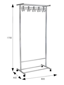 Вешалка напольная на колесах Мебелик М 9 с крючками
