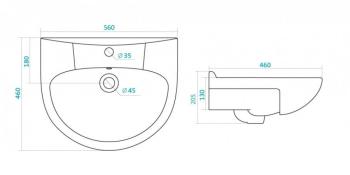 Тумба Style Line Олеандр-2 55 под умывальник Антик 55 + Умывальник Антик 55