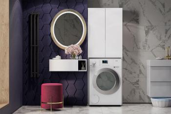 Тумба подвесная и пенал с нишей Арника для стиральной машины. Комплект