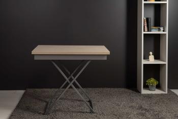 Стол-трансформер Левмар Apollo D68/S59 дуб шамони светлый/серебро