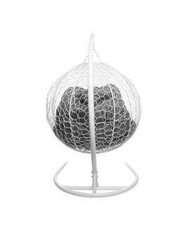 Подвесное кресло M-group ДЛЯ ДВОИХ ЛЮКС с ротангом белое