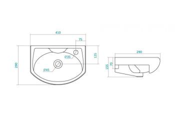 Тумба Style Line 2 под умывальник Азов 40 + Умывальник Азов 40