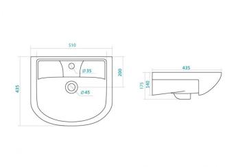 Тумба Style Line 10 (1 ящ.) под умывальник Ладога 50 + Умывальник Ладога 50