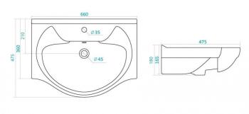 Тумба Style Line 22 (3 ящ.) под умывальник Байкал 65 + Умывальник Байкал 65