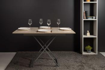 Стол-трансформер Левмар Apollo D68/S59 дуб шамони светлый/серебро