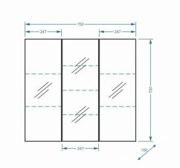 Зеркало-шкаф Stella Polar Парма 75 3 дв.